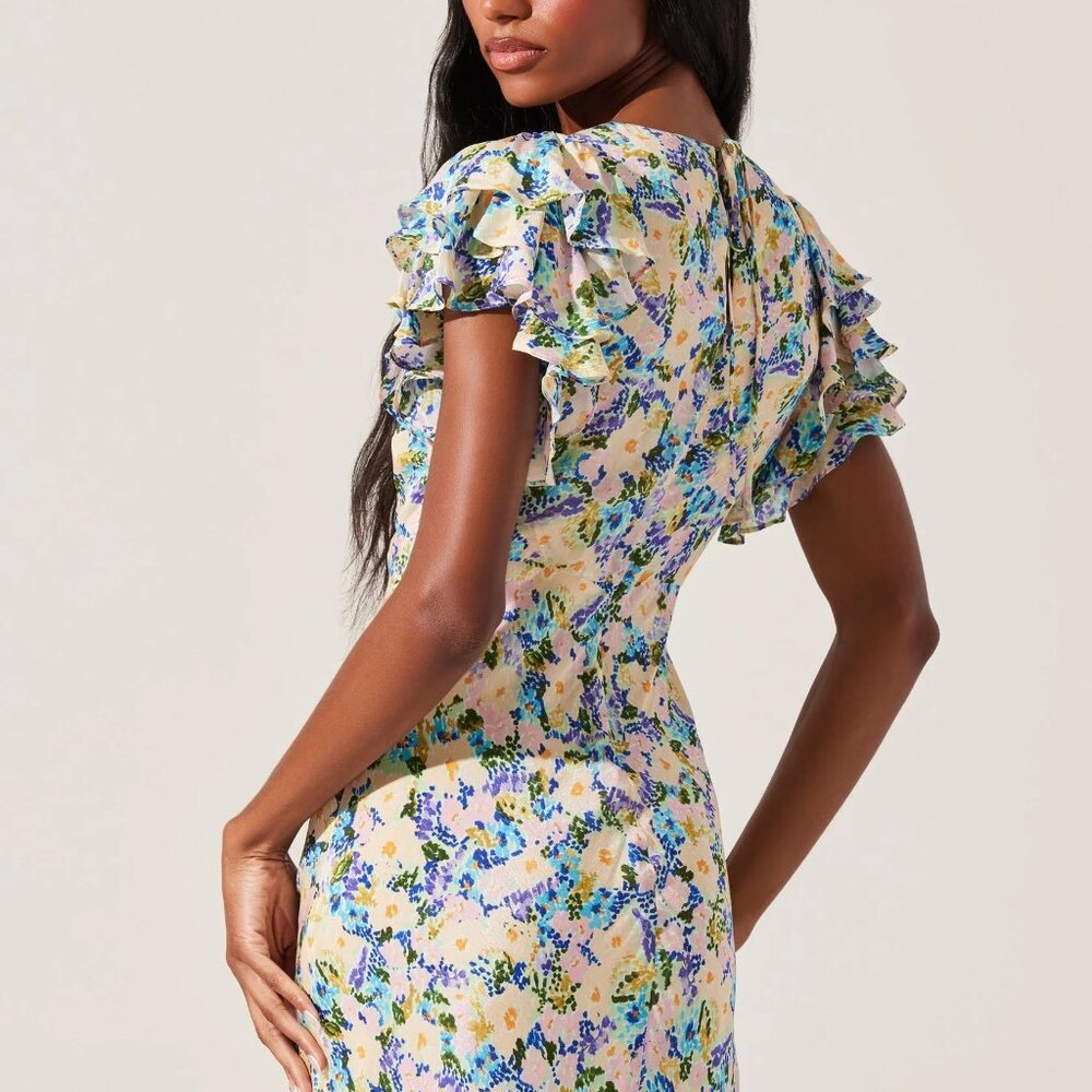 Celestine Floral Flutter Sleeve Midi Dress - Picture 5 of 7